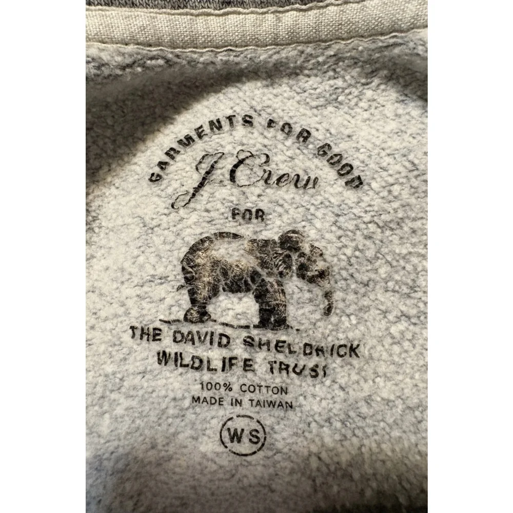 J.Crew “For the Love of Elephants” Sweatshirt • Women’s Small • Blue Graphic Cre - Picture 7 of 8